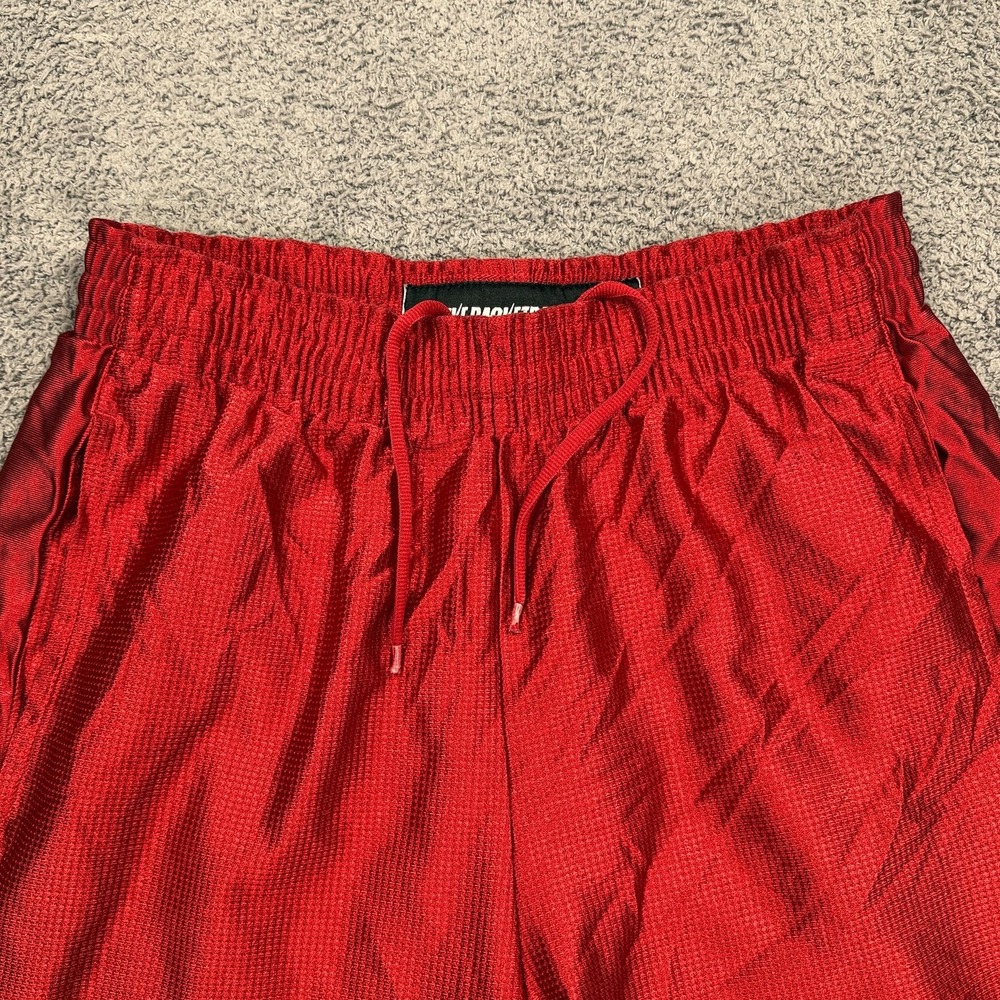 Nike‎ Basketball Shorts Men Small Red Dazzle Y2K Swoosh Athletic Mesh Drawstring - Picture 3 of 7